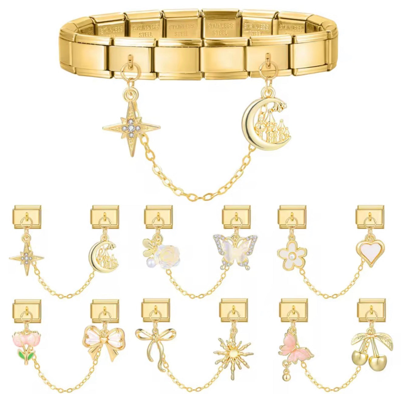 Double Linked Charms *SILVER & GOLD*
